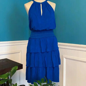 Women’s Matthew Williamson blue sleeveless halter dress Small